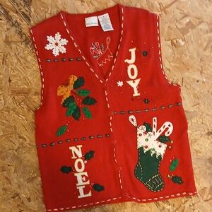 Bobbie Brooks Festive Red Knit Vest